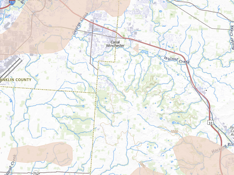 Radar-estimated hail-size map of the storm over Canal Winchester, OH on Aug 11, 2026