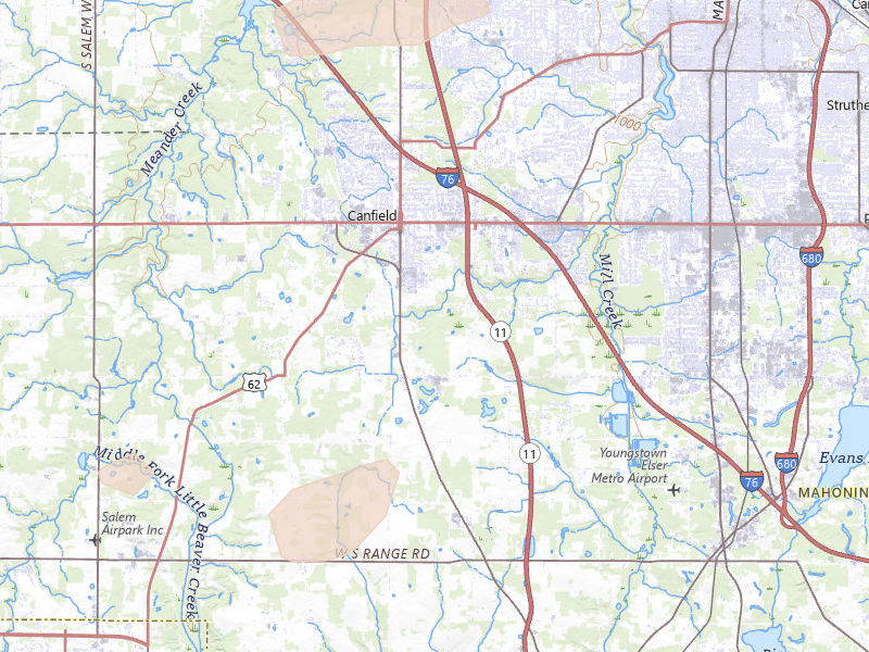 Radar-estimated hail-size map of the storm over Canfield, OH on Mar 31, 2026