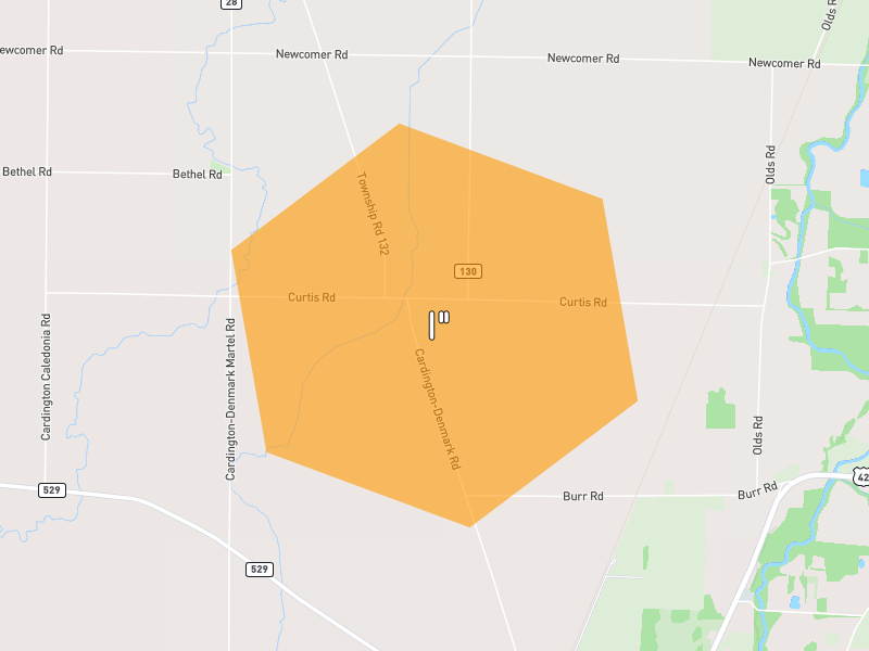 Hail map of Cardington, OH on Jul 4, 2026, hail up to 1"