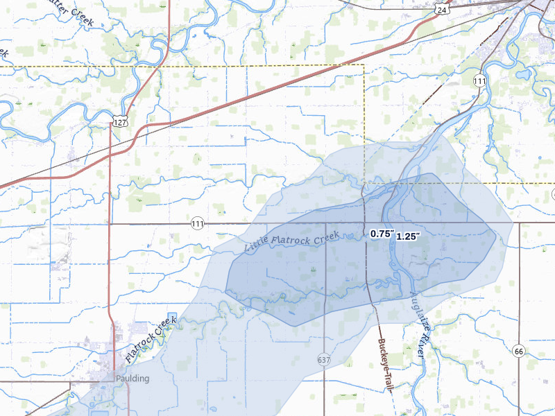 NEXRAD radar-signature map of the hail storm over Cecil, OH on Apr 13, 2026