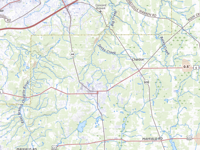 Radar-estimated hail-size map of the storm over Chardon, OH on Jul 16, 2026