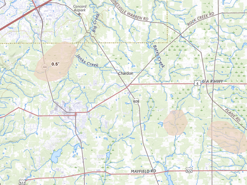 Radar-estimated hail-size map of the storm over Chardon, OH