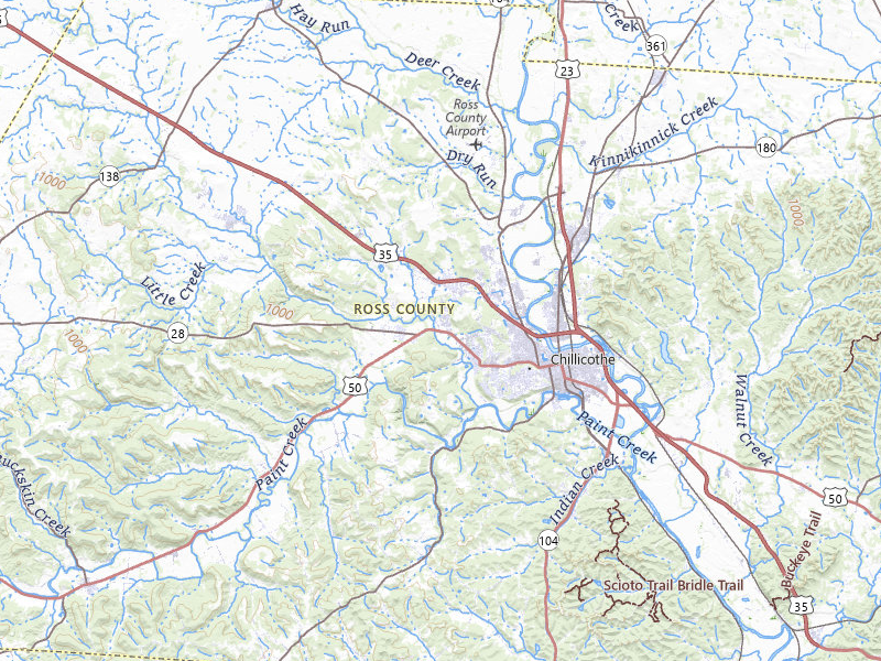 Radar-estimated hail-size map of the storm over Chillicothe, OH on Apr 1, 2026