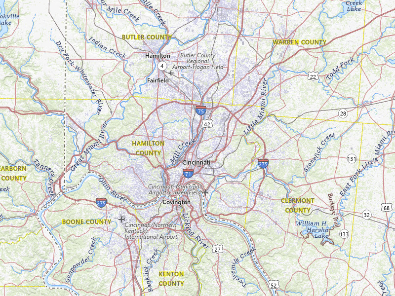NEXRAD radar-signature map of the hail storm over Cincinnati, OH on Jul 27, 2026