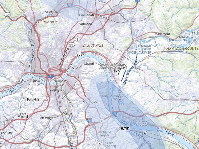 NEXRAD radar-signature map of the hail storm over Cincinnati, OH on Aug 11, 2026