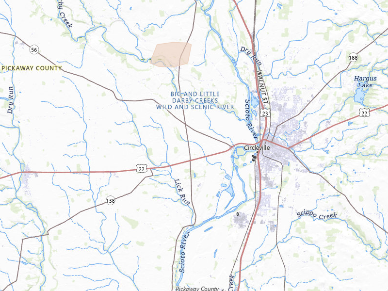 Radar-estimated hail-size map of the storm over Circleville, OH on Mar 22, 2026