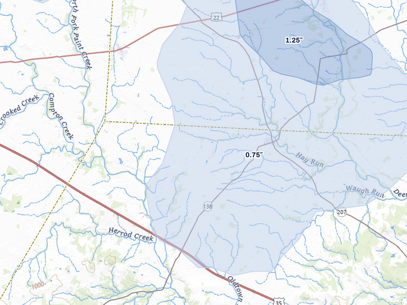 NEXRAD radar-signature map of the hail storm over Clarksburg, OH on Aug 8, 2026