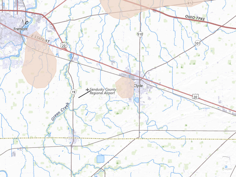 Radar-estimated hail-size map of the storm over Clyde, OH on Aug 9, 2026
