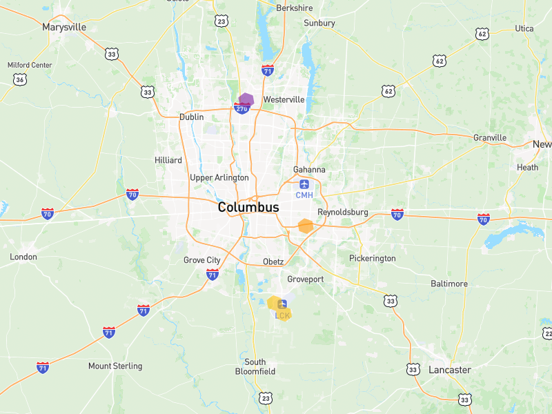 Hail map of Columbus, OH on Jun 6, 2026, hail up to 2.75"