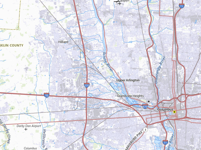 Radar-estimated hail-size map of the storm over Columbus, OH on Aug 11, 2026