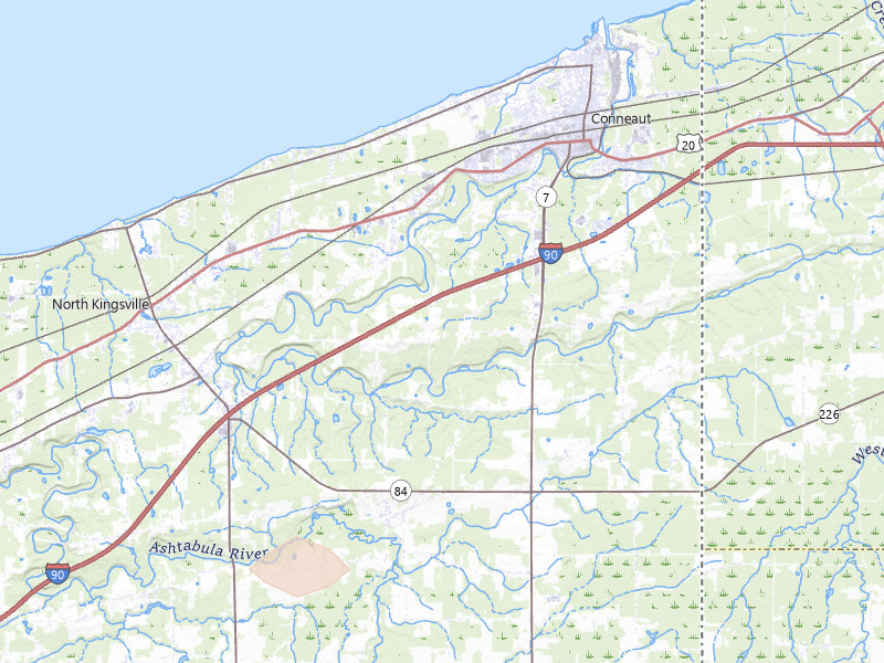 Radar-estimated hail-size map of the storm over Conneaut, OH on Jul 21, 2026