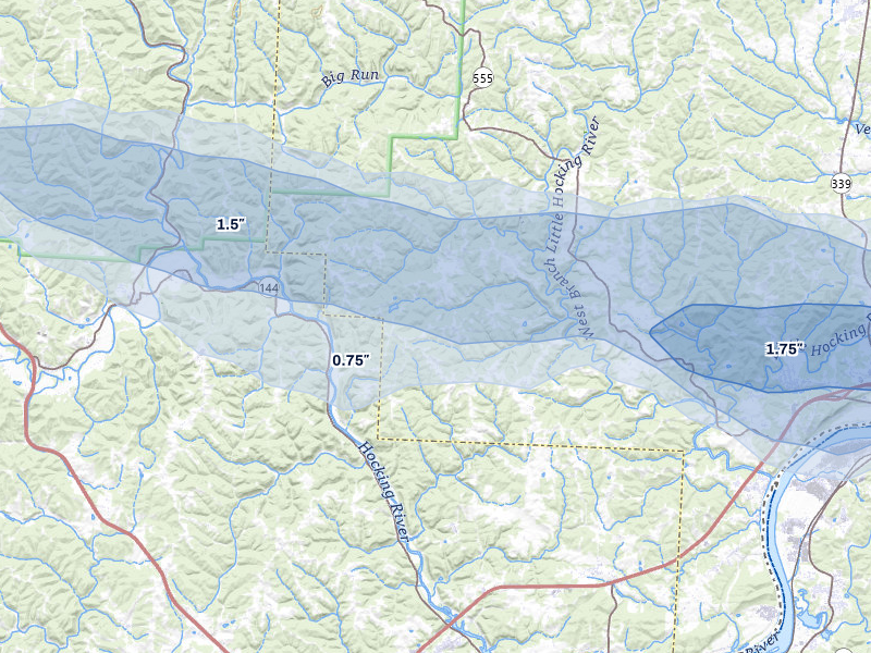 NEXRAD radar-signature map of the hail storm over Cutler, OH on Apr 1, 2026