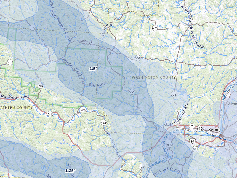 NEXRAD radar-signature map of the hail storm over Cutler, OH on Aug 10, 2026
