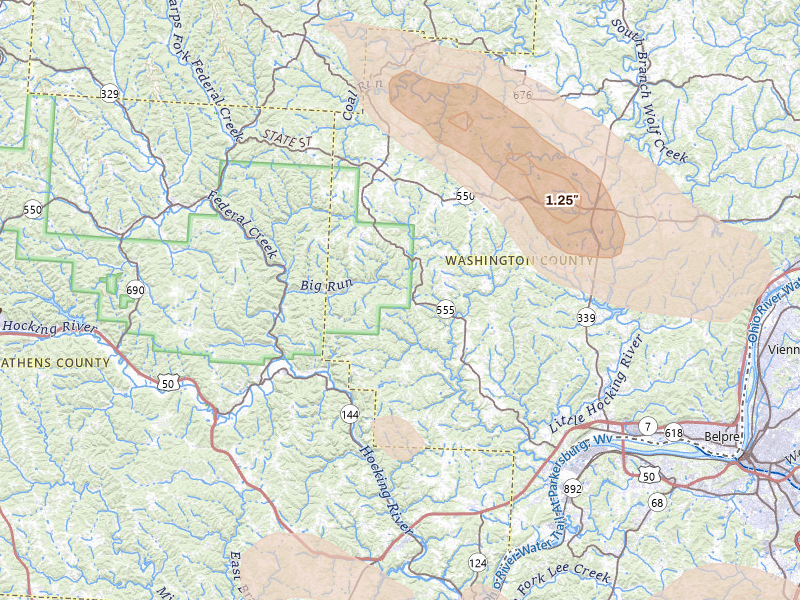 Radar-estimated hail-size map of the storm over Cutler, OH