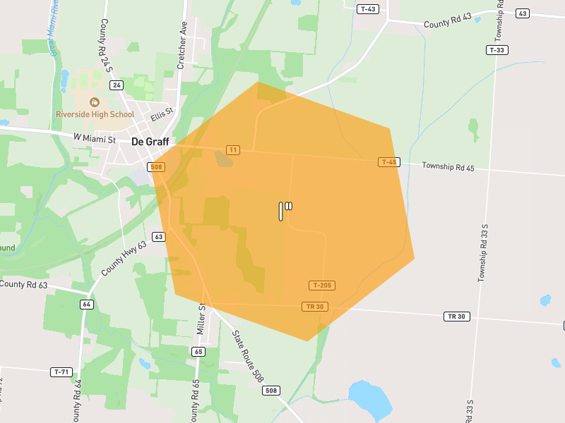 Hail map of De Graff, OH on Jun 6, 2026, hail up to 1"