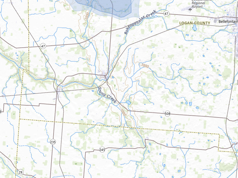 NEXRAD radar-signature map of the hail storm over De Graff, OH on Sep 3, 2026