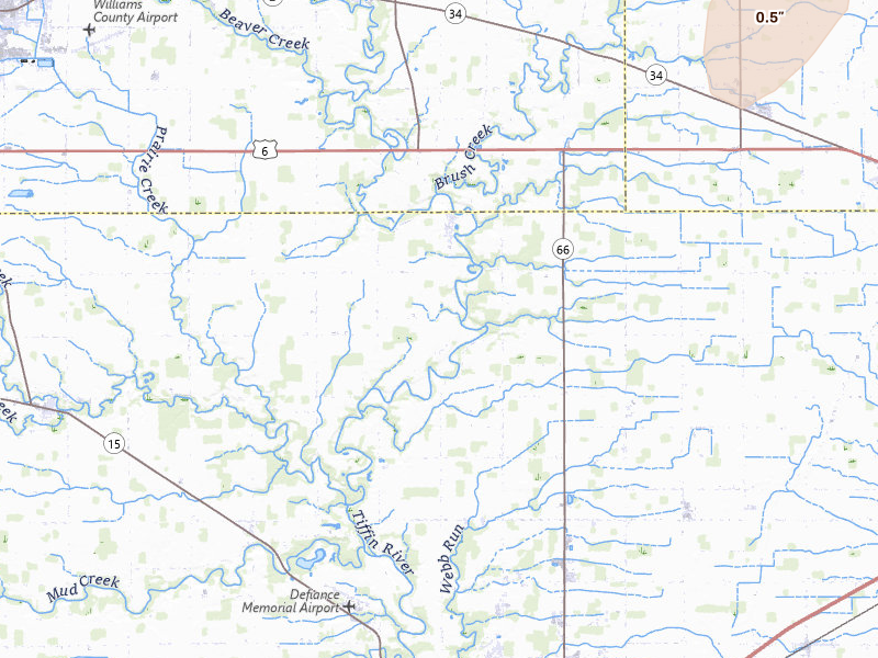 Radar-estimated hail-size map of the storm over Defiance, OH on May 18, 2026