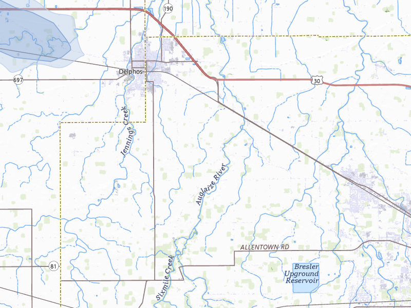 NEXRAD radar-signature map of the hail storm over Delphos, OH on Jun 6, 2026