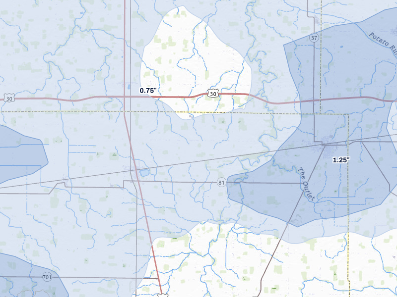NEXRAD radar-signature map of the hail storm over Dunkirk, OH on Mar 22, 2026