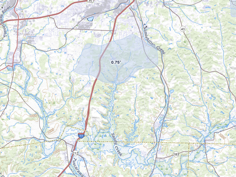 NEXRAD radar-signature map of the hail storm over East Sparta, OH on Mar 22, 2026