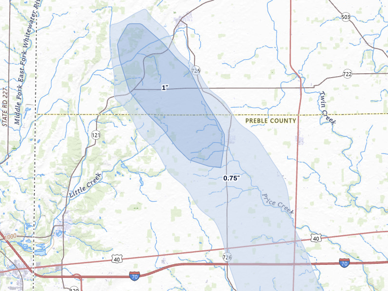 NEXRAD radar-signature map of the hail storm over Eldorado, OH on Jun 6, 2026