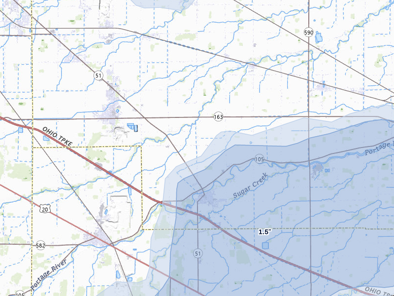 NEXRAD radar-signature map of the hail storm over Elmore, OH on Jul 20, 2026