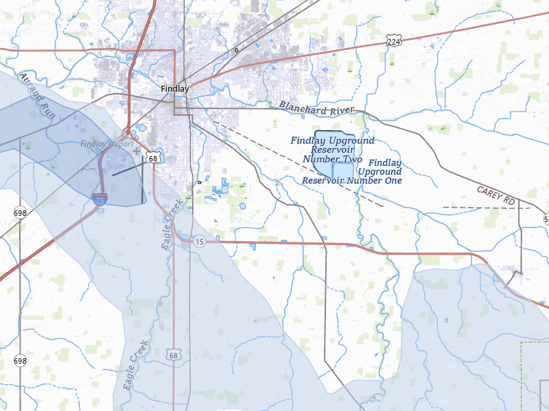 NEXRAD radar-signature map of the hail over Findlay, OH