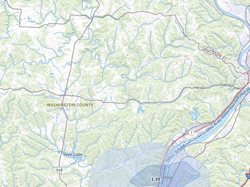 NEXRAD radar-signature map of the hail storm over Fleming, OH on Aug 8, 2026