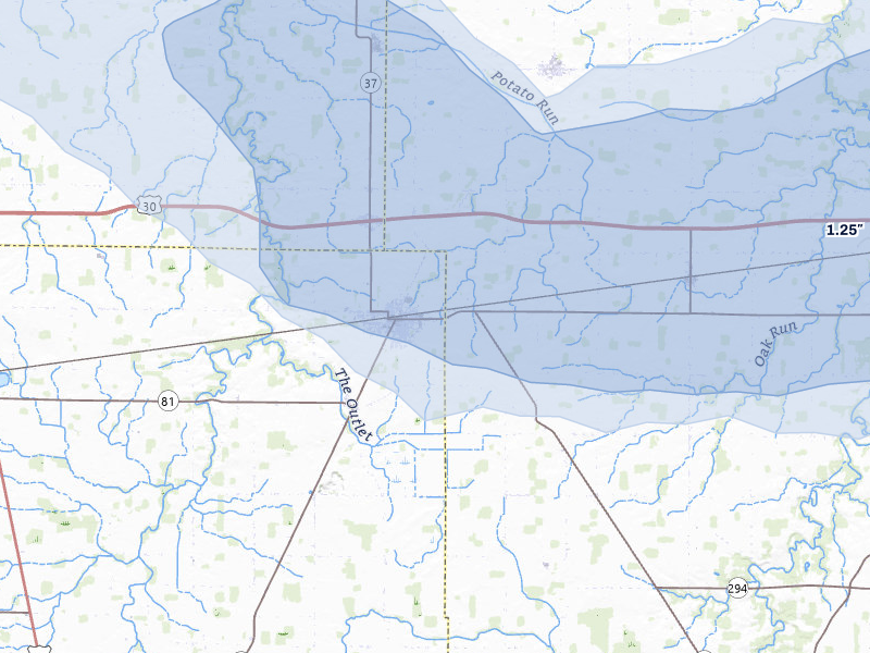 NEXRAD radar-signature map of the hail storm over Forest, OH on Aug 10, 2026