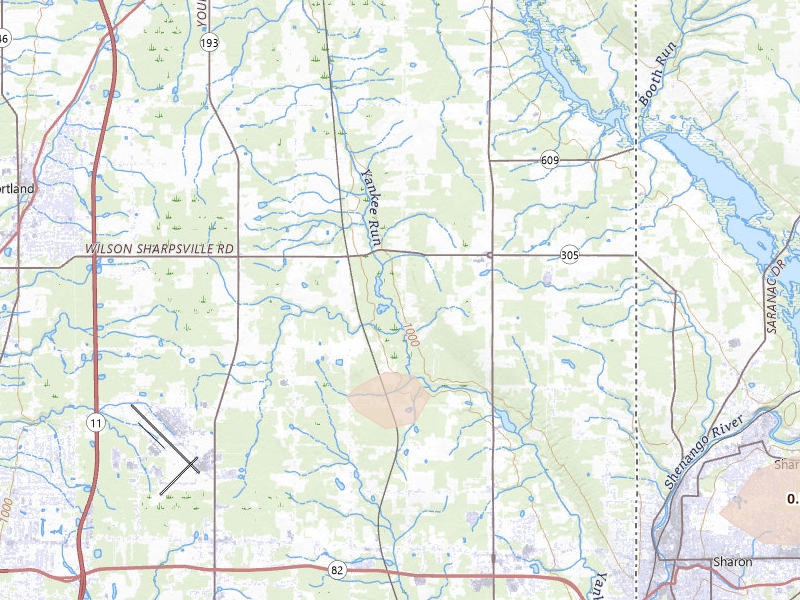 Radar-estimated hail-size map of the storm over Fowler, OH on Jul 3, 2026
