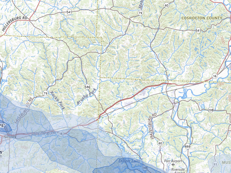 NEXRAD radar-signature map of the hail over Frazeysburg, OH