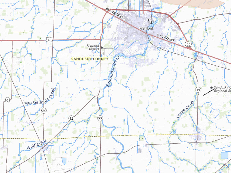Radar-estimated hail-size map of the storm over Fremont, OH on Apr 22, 2026