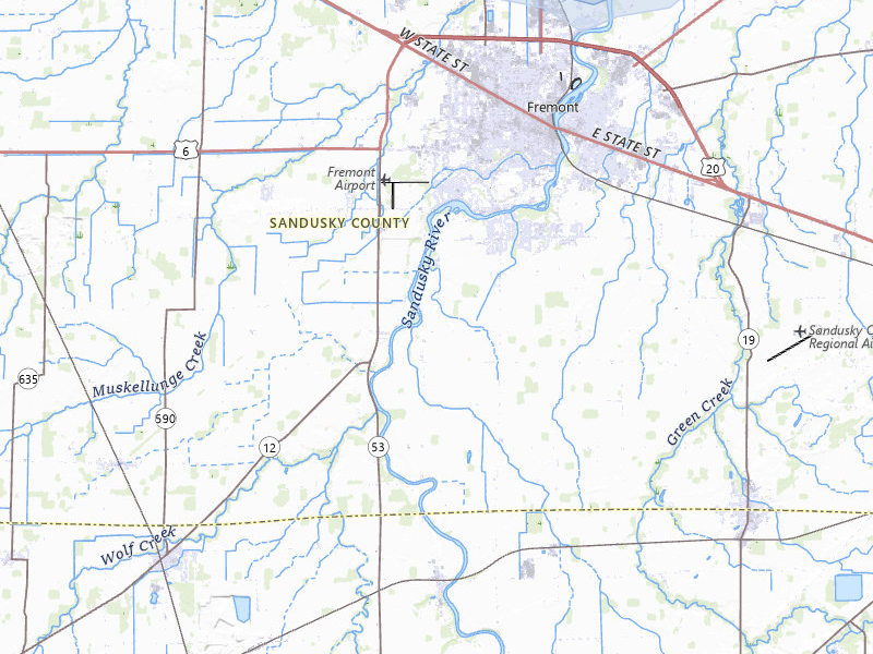 NEXRAD radar-signature map of the hail storm over Fremont, OH on Apr 22, 2026