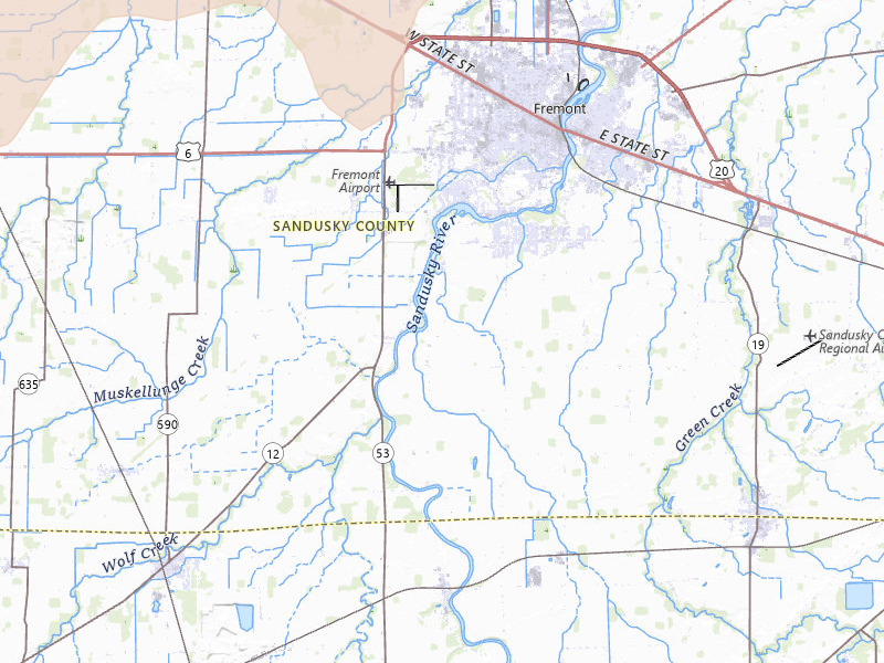 Radar-estimated hail-size map of the storm over Fremont, OH on Jul 3, 2026