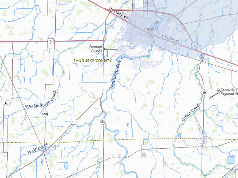 NEXRAD radar-signature map of the hail over Fremont, OH