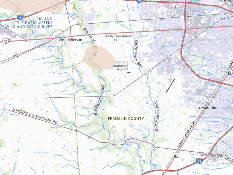 Radar-estimated hail-size map of the storm over Galloway, OH on Aug 9, 2026