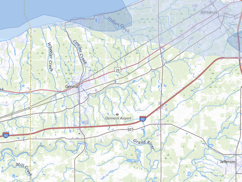 NEXRAD radar-signature map of the hail over Geneva, OH