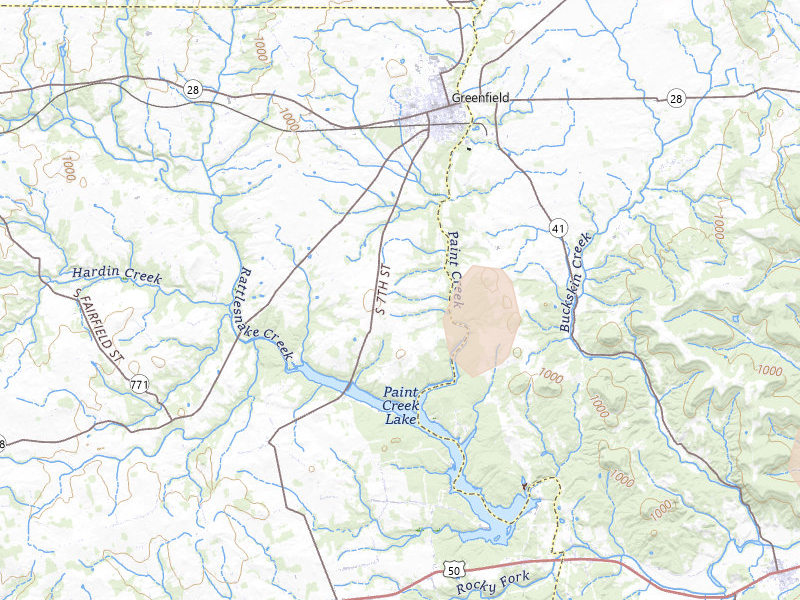 Radar-estimated hail-size map of the storm over Greenfield, OH on Jun 17, 2026