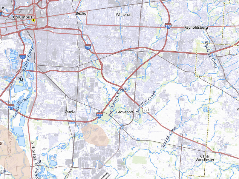 Radar-estimated hail-size map of the storm over Groveport, OH on Mar 22, 2026