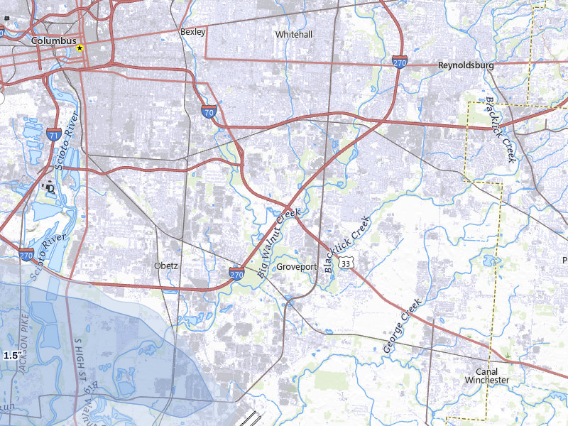 NEXRAD radar-signature map of the hail storm over Groveport, OH on Mar 22, 2026
