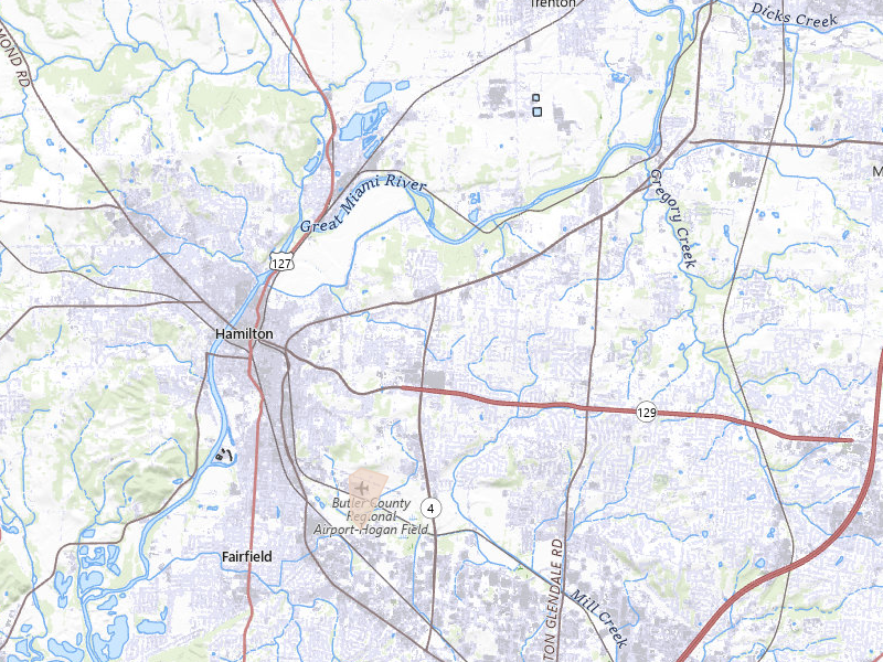 Radar-estimated hail-size map of the storm over Hamilton, OH on Aug 11, 2026