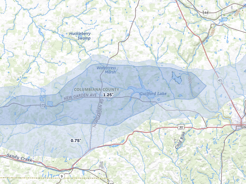 NEXRAD radar-signature map of the hail over Hanoverton, OH