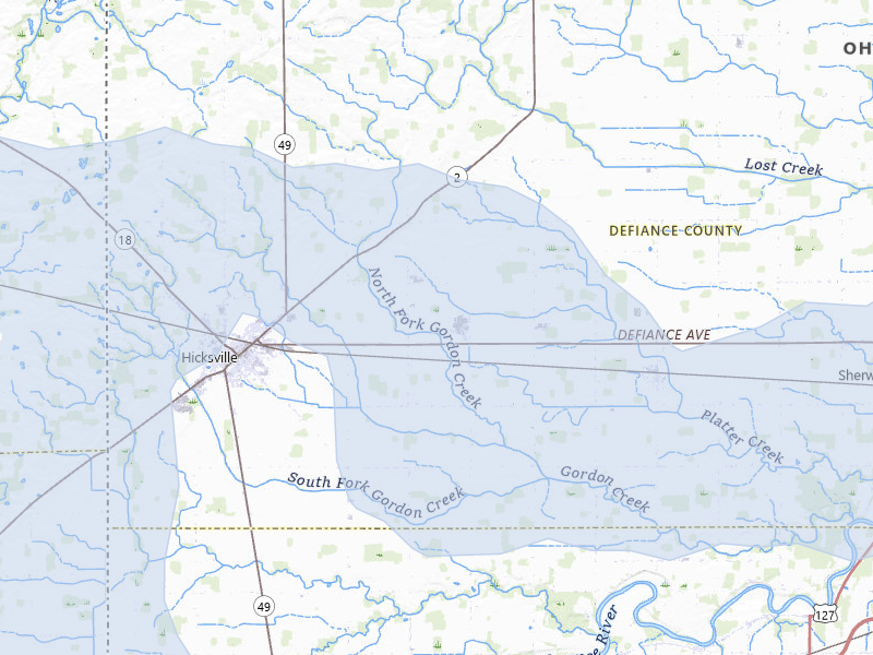 NEXRAD radar-signature map of the hail over Hicksville, OH