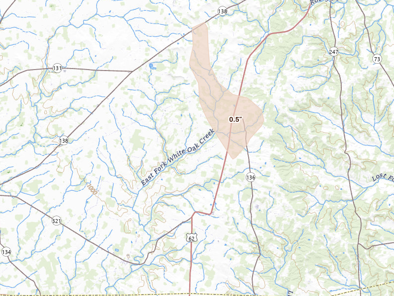 Radar-estimated hail-size map of the storm over Hillsboro, OH