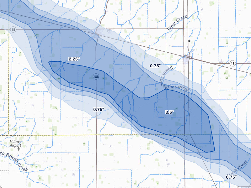 NEXRAD radar-signature map of the hail over Holgate, OH