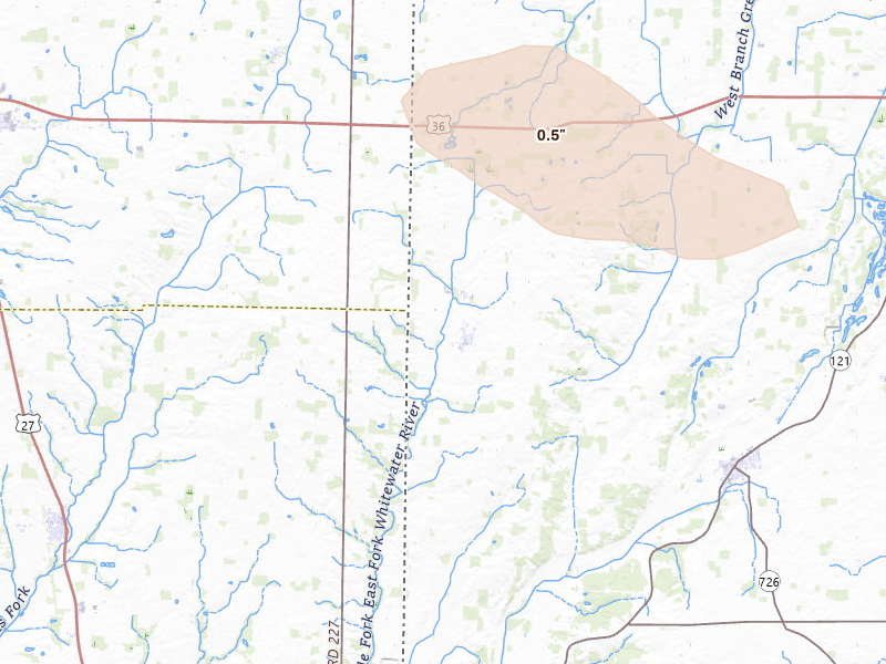 Radar-estimated hail-size map of the storm over Hollansburg, OH on Sep 4, 2026