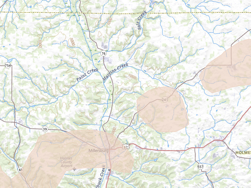 Radar-estimated hail-size map of the storm over Holmesville, OH on Mar 22, 2026