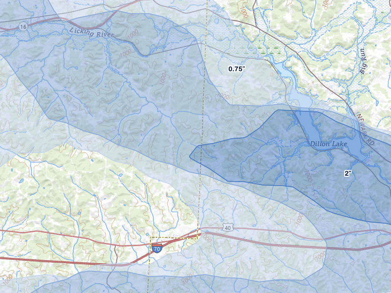 NEXRAD radar-signature map of the hail over Hopewell, OH