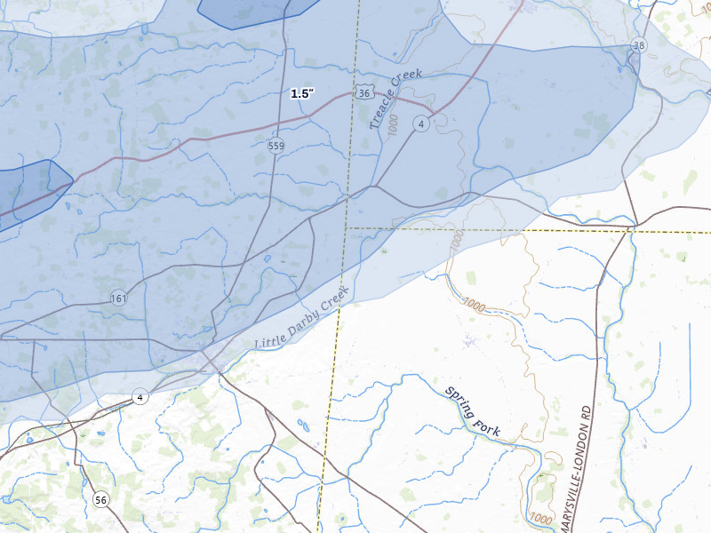 NEXRAD radar-signature map of the hail storm over Irwin, OH on May 16, 2026