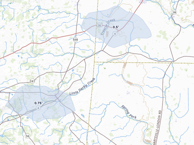 NEXRAD radar-signature map of the hail storm over Irwin, OH on Jul 21, 2026